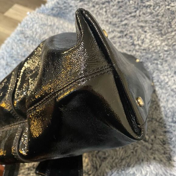 KATE SPADE SLEEK BLACK PATENT LEATHER HANDBAG CLAVERLY MARYANNE SHOULDER BAG - Picture 13 of 16